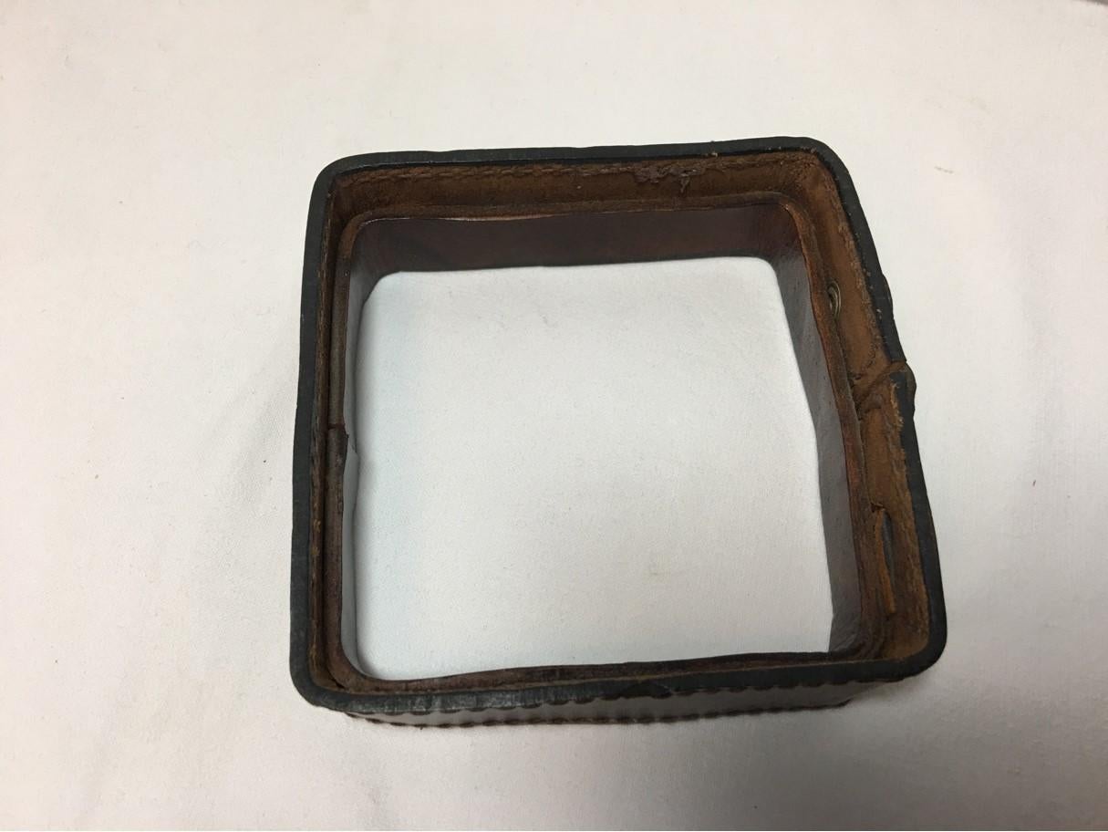 French Leather and Glass Ashtray Adnet Style from the 1960s 3