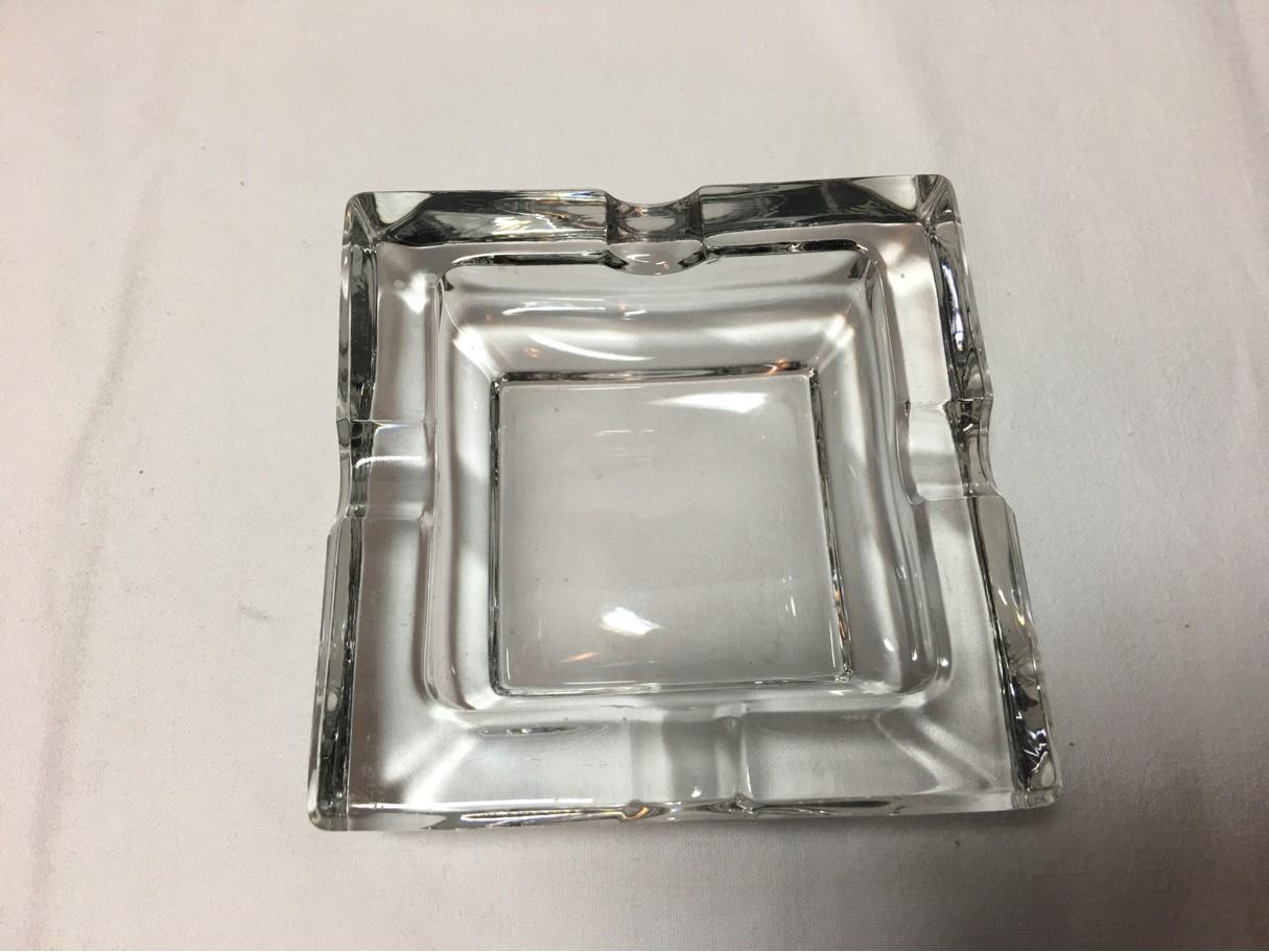 French Leather and Glass Ashtray Adnet Style from the 1960s 4