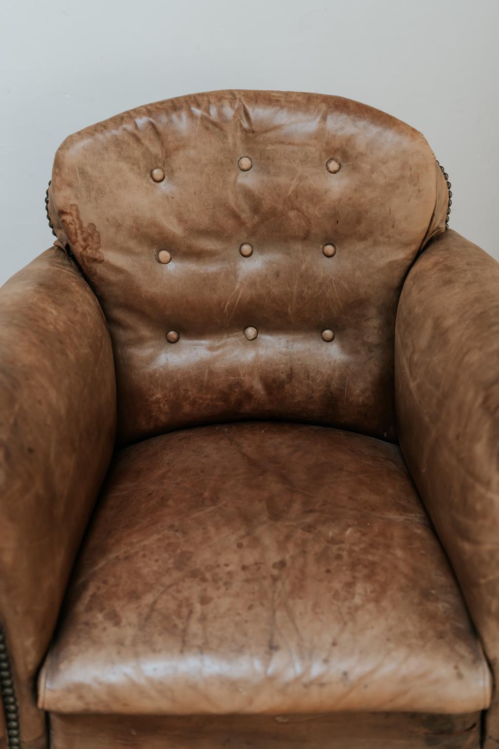 French Leather Armchair/Clubchair from the 1930s 4