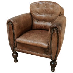 French Leather Armchair/Clubchair from the 1930s