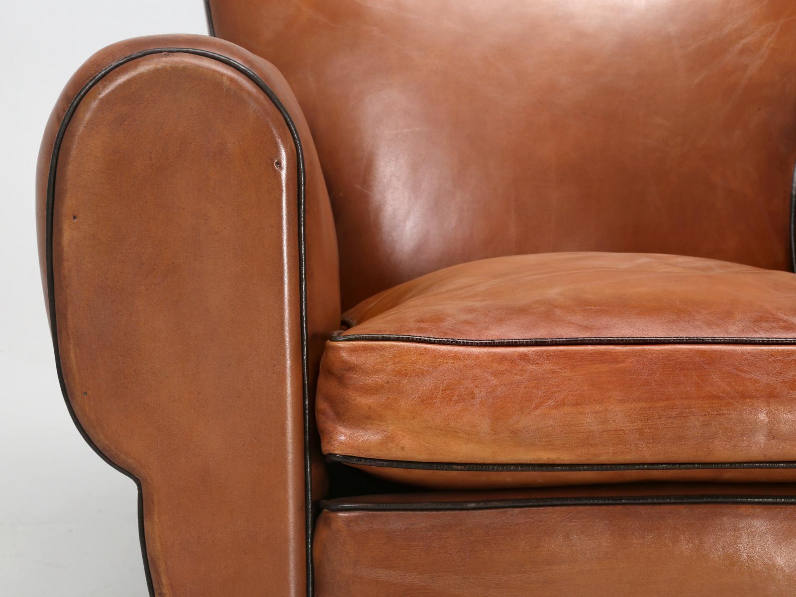 French Leather Art Deco Club Chairs, Restored from the Ground Up, circa 1930s 7