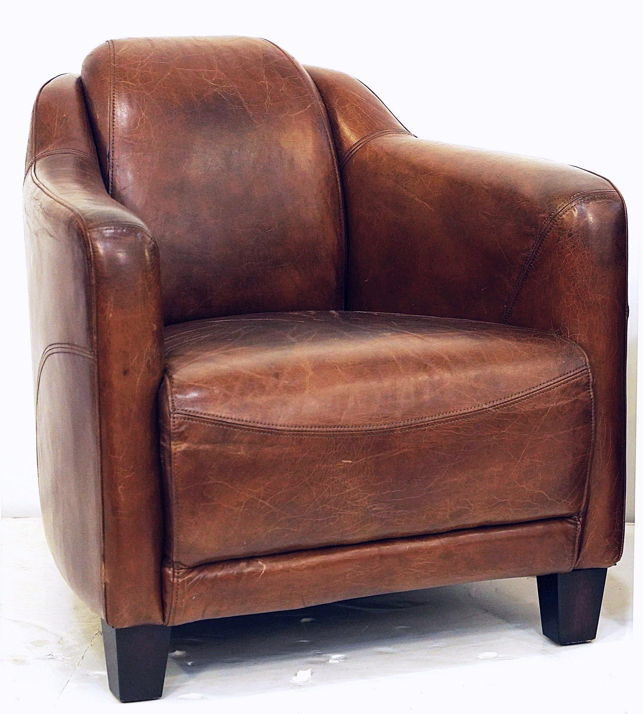 French Leather Aviator Club or Lounge Chair For Sale 4