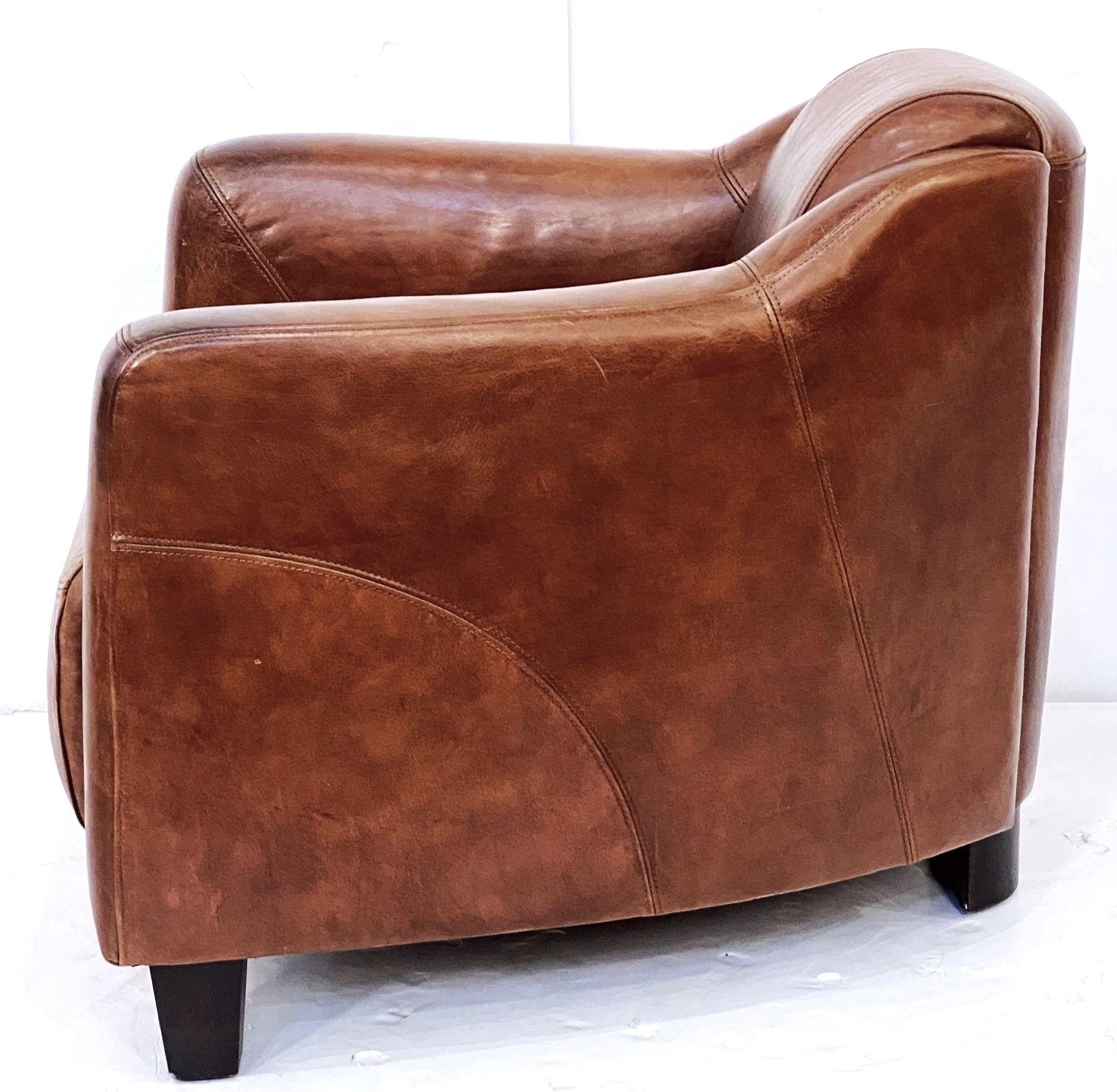 French Leather Aviator Club or Lounge Chair For Sale 2