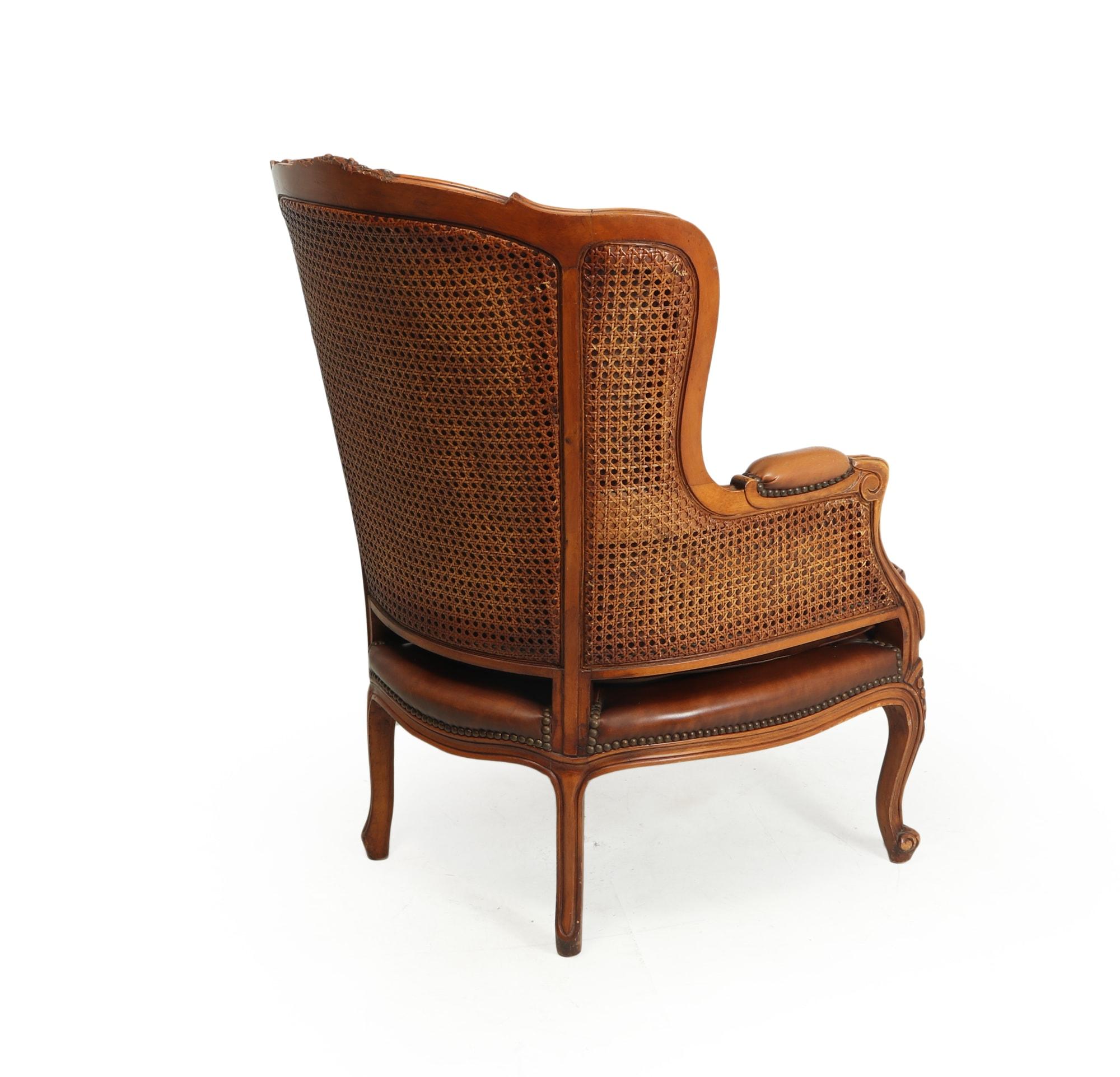 Other French Leather Bergere Chair Louis XV style