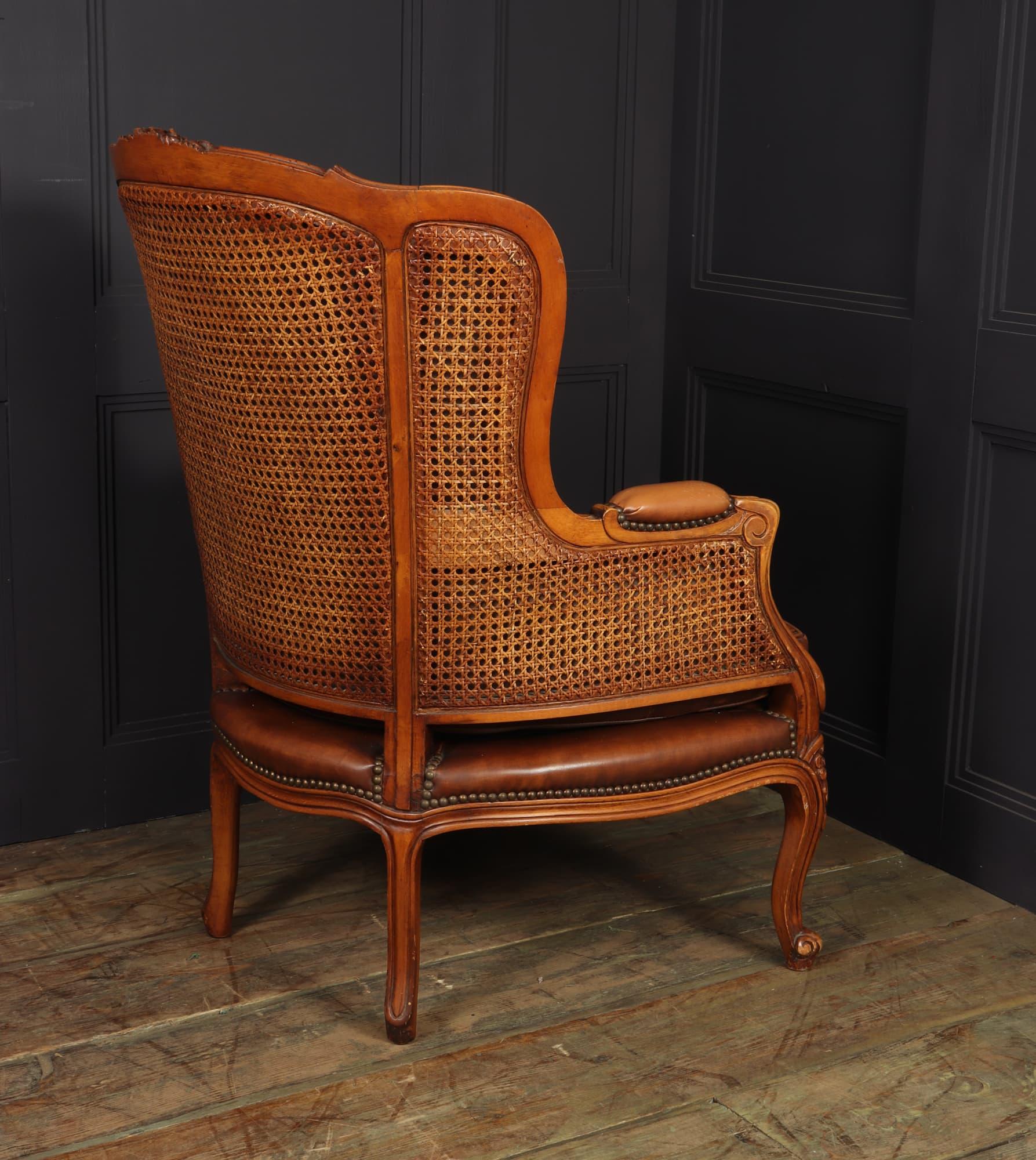 French Leather Bergere Chair Louis XV style 2