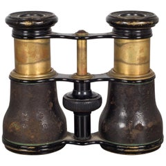 Antique French Leather/Brass Opera Glasses by Le Maire Fabt, Paris, circa 1880
