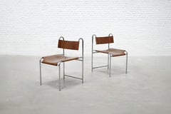 French Leather Chairs attributed to Pascal Mourgue, Set of 2, 1970's