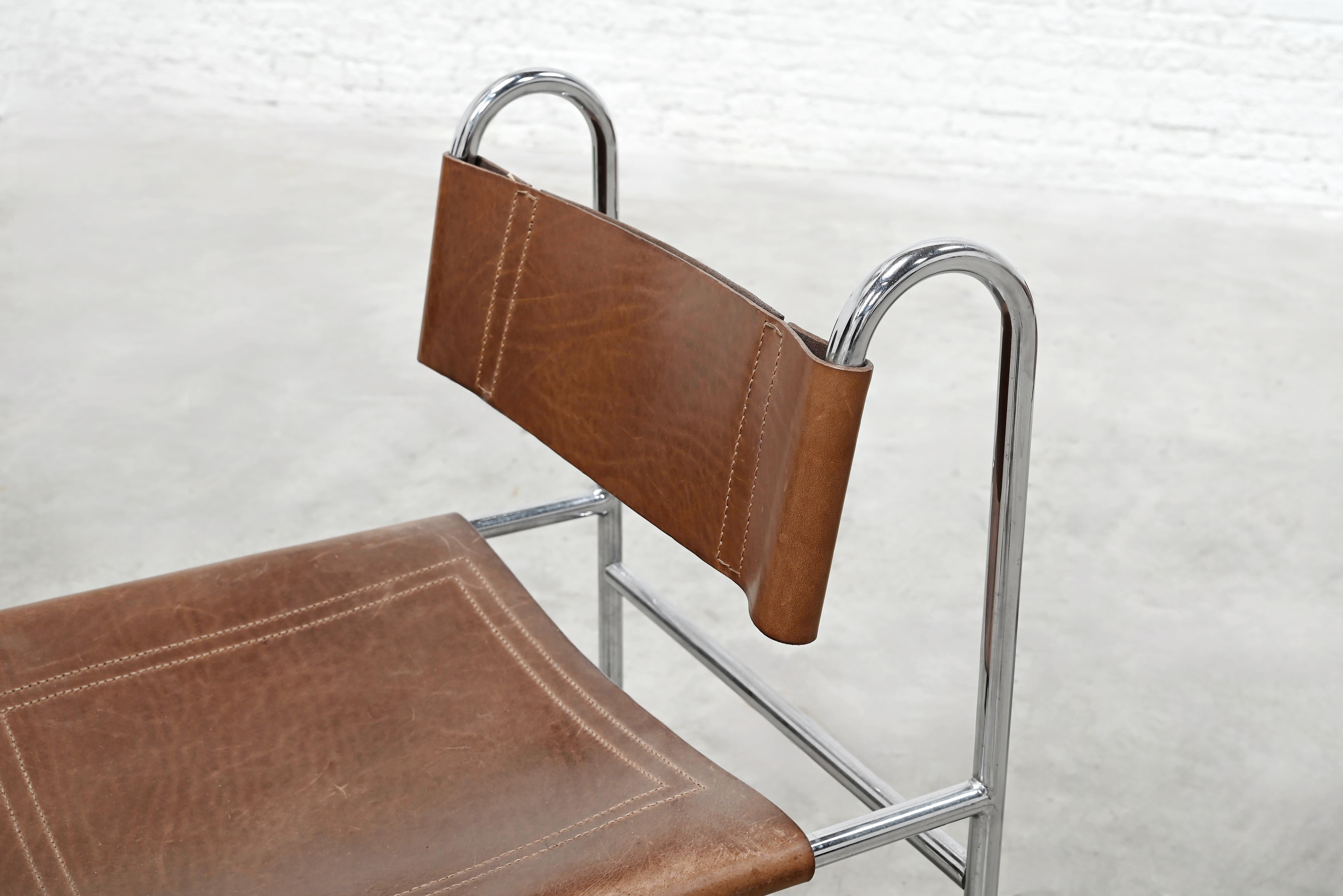 Französische Lederstühle, Pascal Mourgue zugeschrieben, 2er-Set, 1970er Jahre (Ende des 20. Jahrhunderts) im Angebot