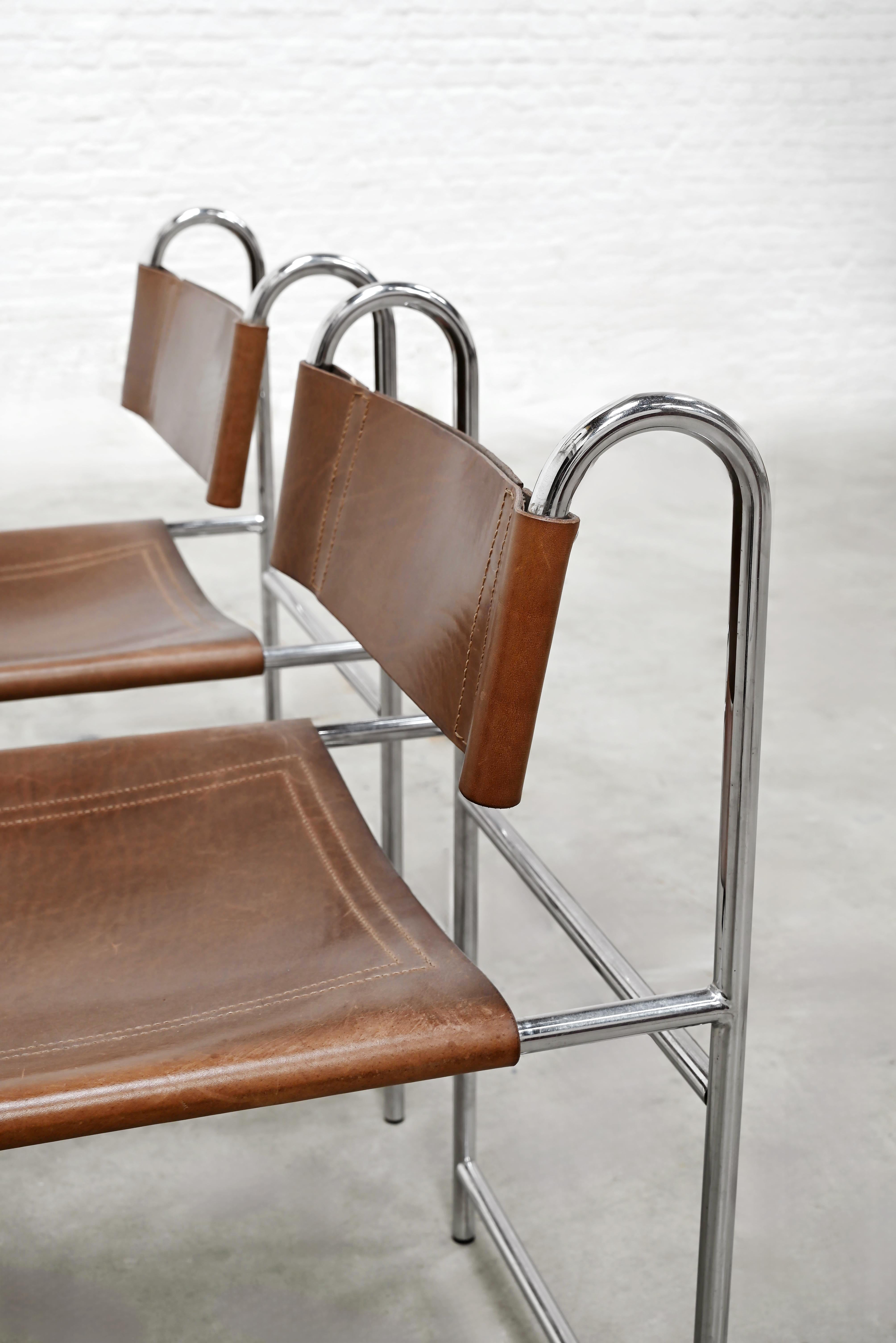 Französische Lederstühle, Pascal Mourgue zugeschrieben, 2er-Set, 1970er Jahre im Angebot 2