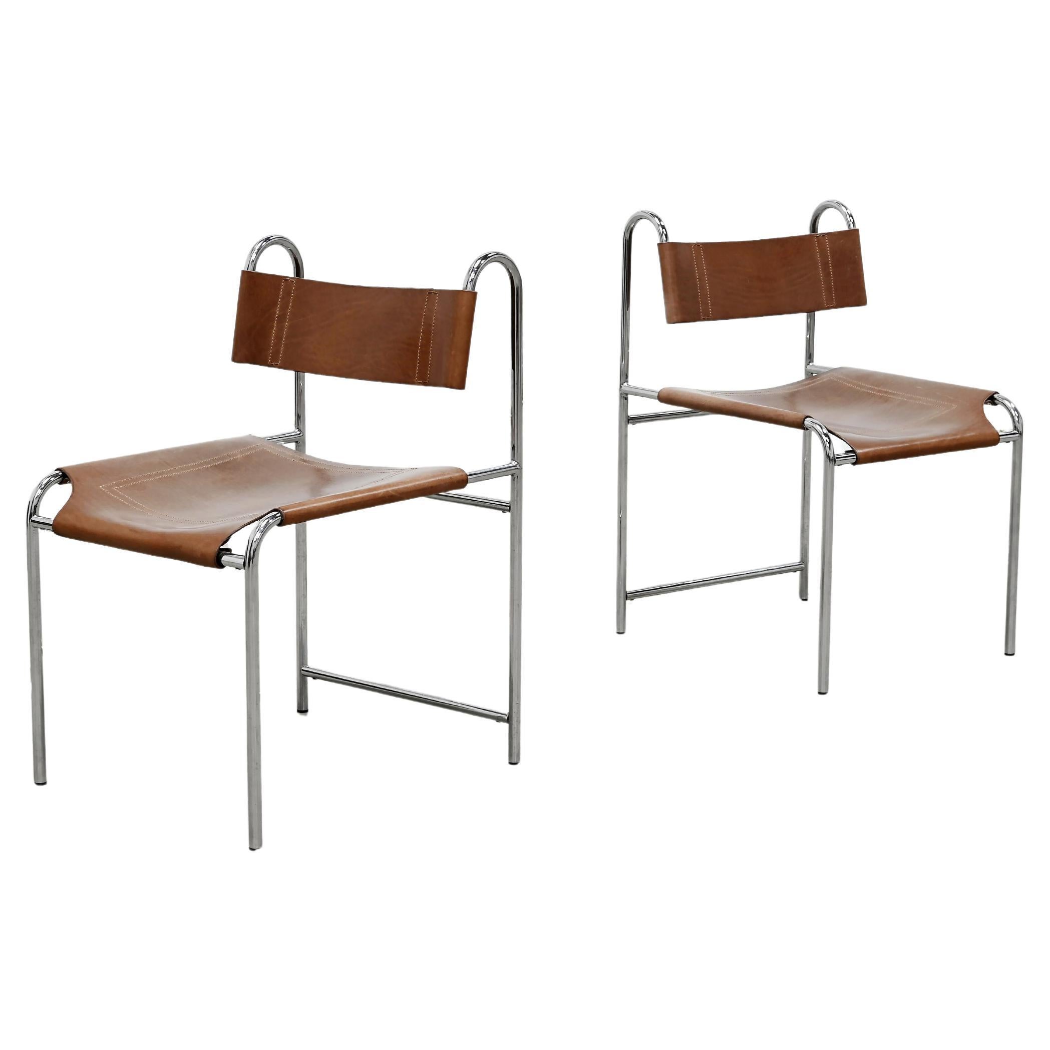 Französische Lederstühle, Pascal Mourgue zugeschrieben, 2er-Set, 1970er Jahre im Angebot