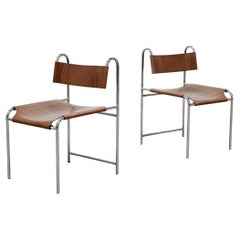 French Leather Chairs attributed to Pascal Mourgue, Set of 2, 1970's