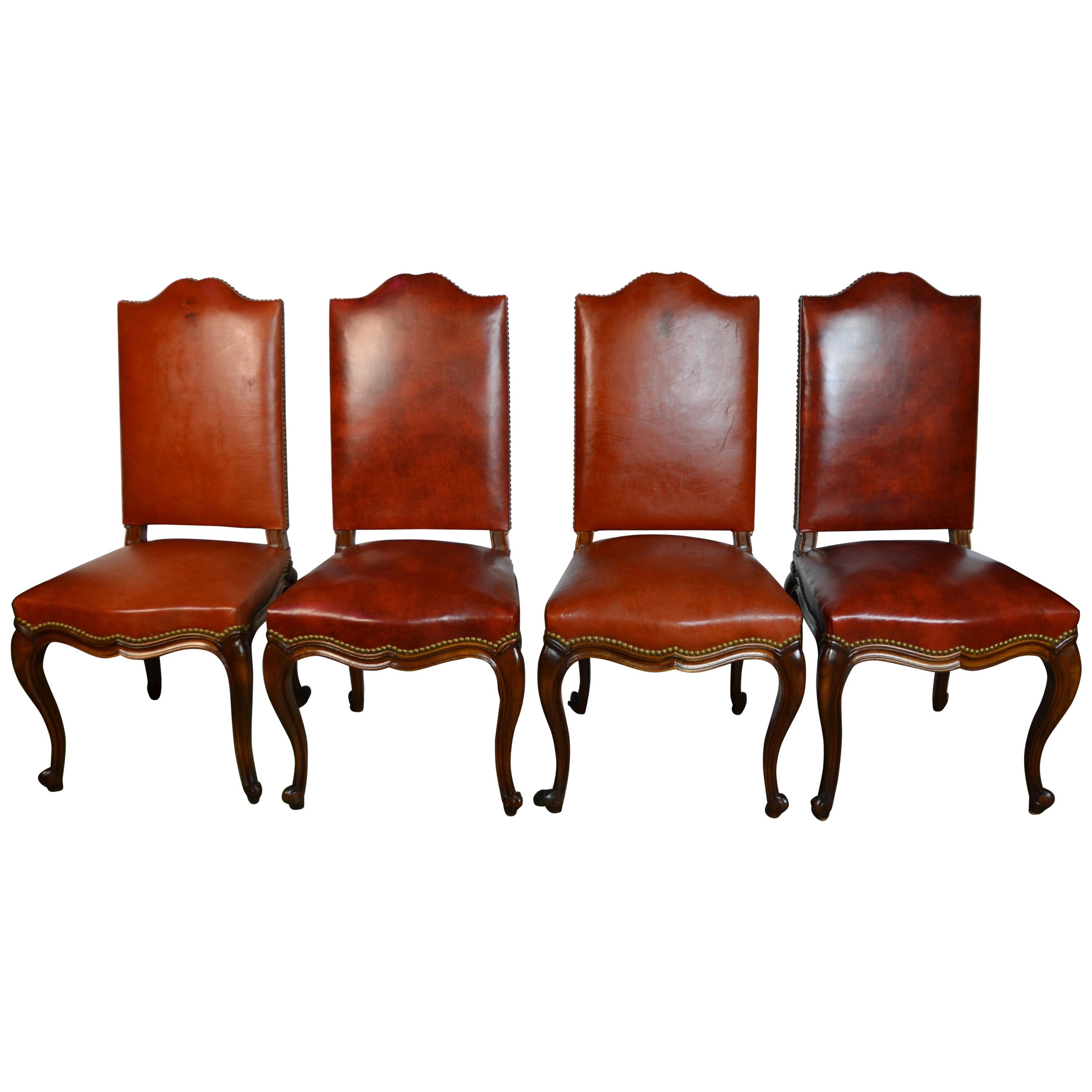 French Leather Chairs S/4 at 1stDibs