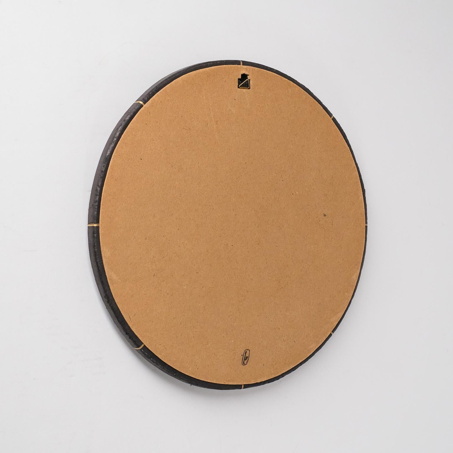 French Leather-Clad Mirror, circa 1980 1