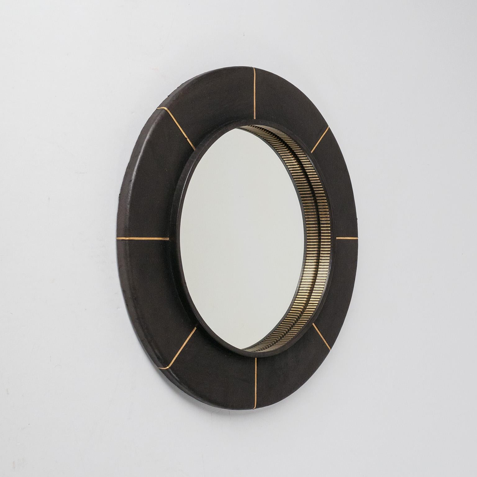 French Leather-Clad Mirror, circa 1980 4