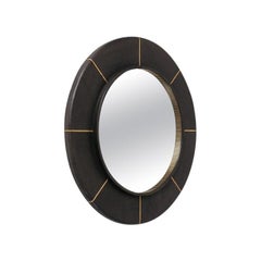 French Leather-Clad Mirror, circa 1980