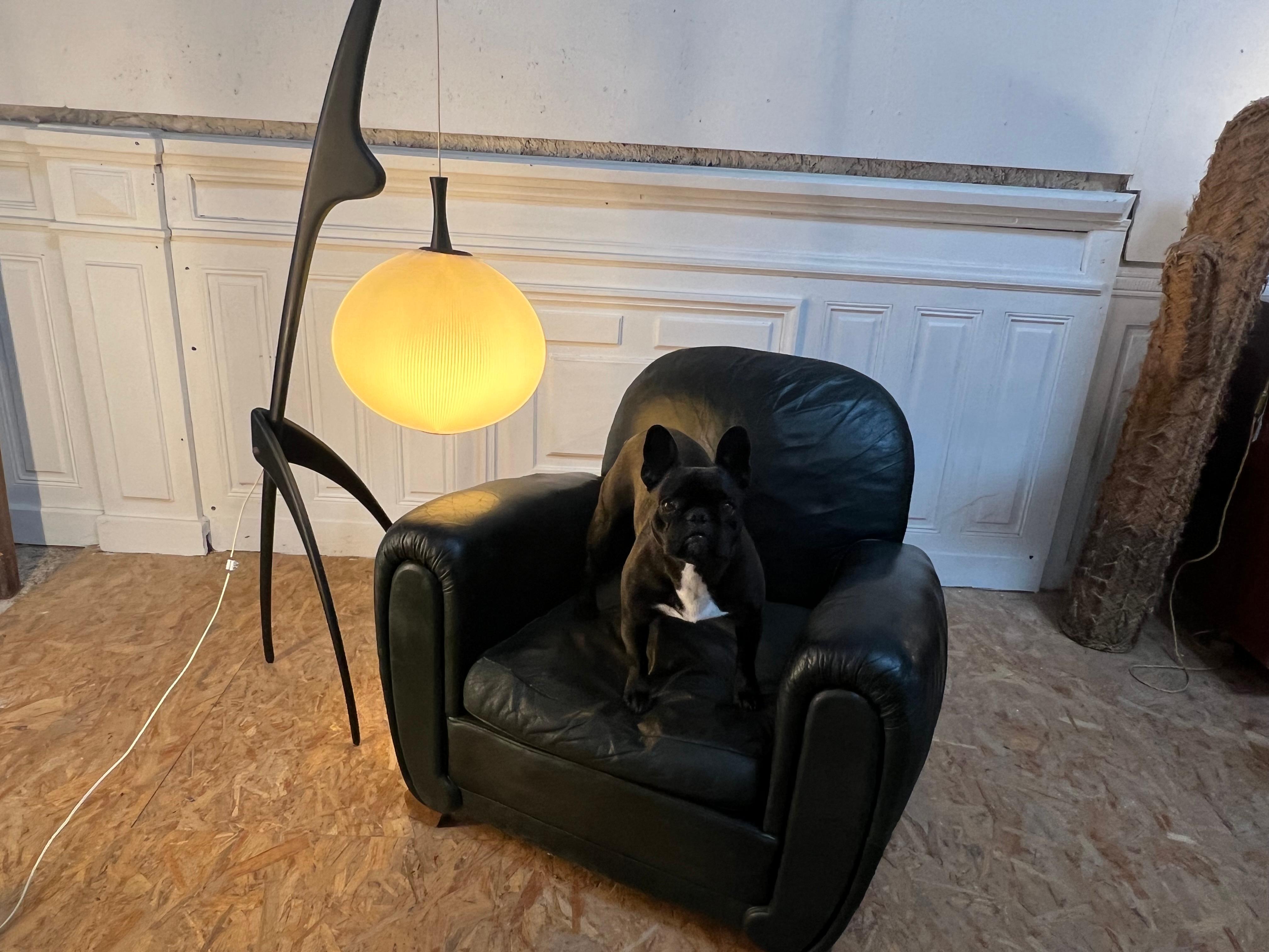 French Leather Club Chair , 1950’s In Good Condition For Sale In PÉZENAS, FR