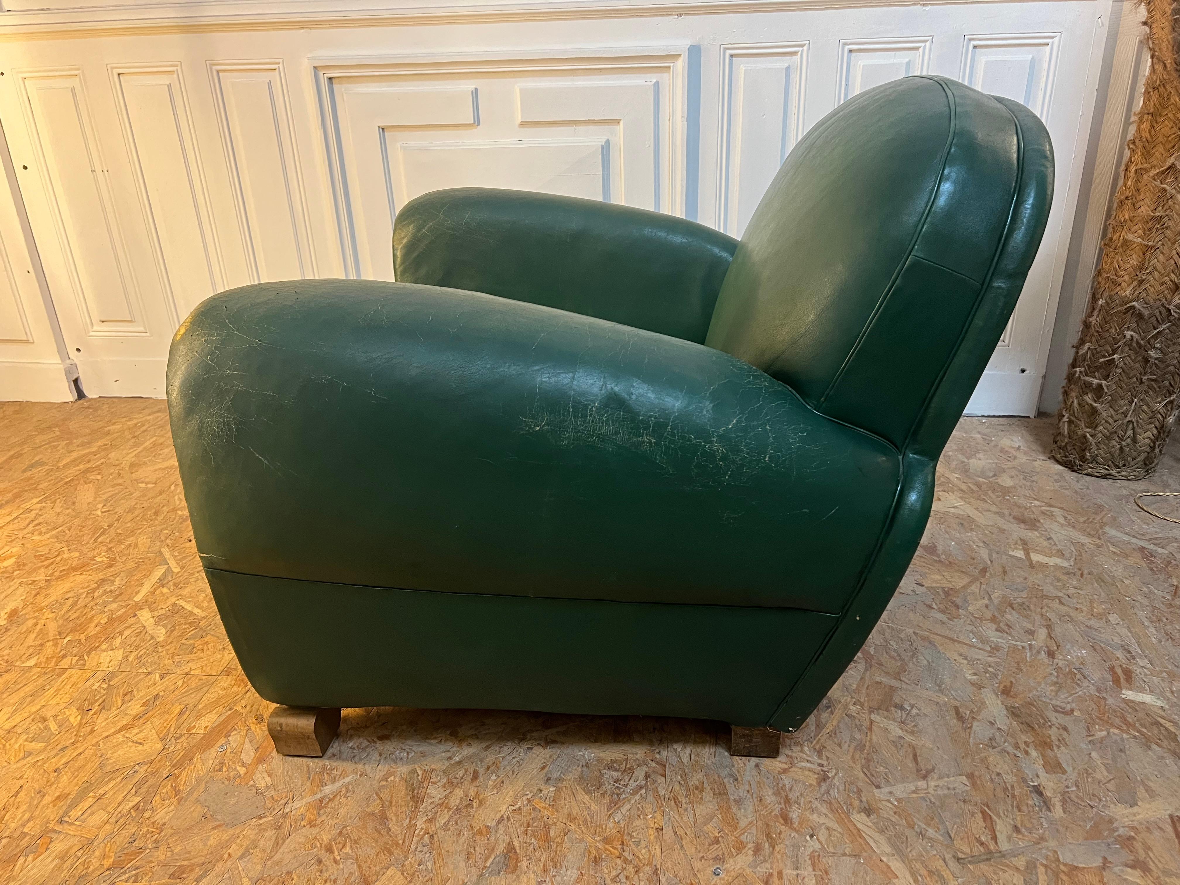 French Leather Club Chair , 1950’s  For Sale 1