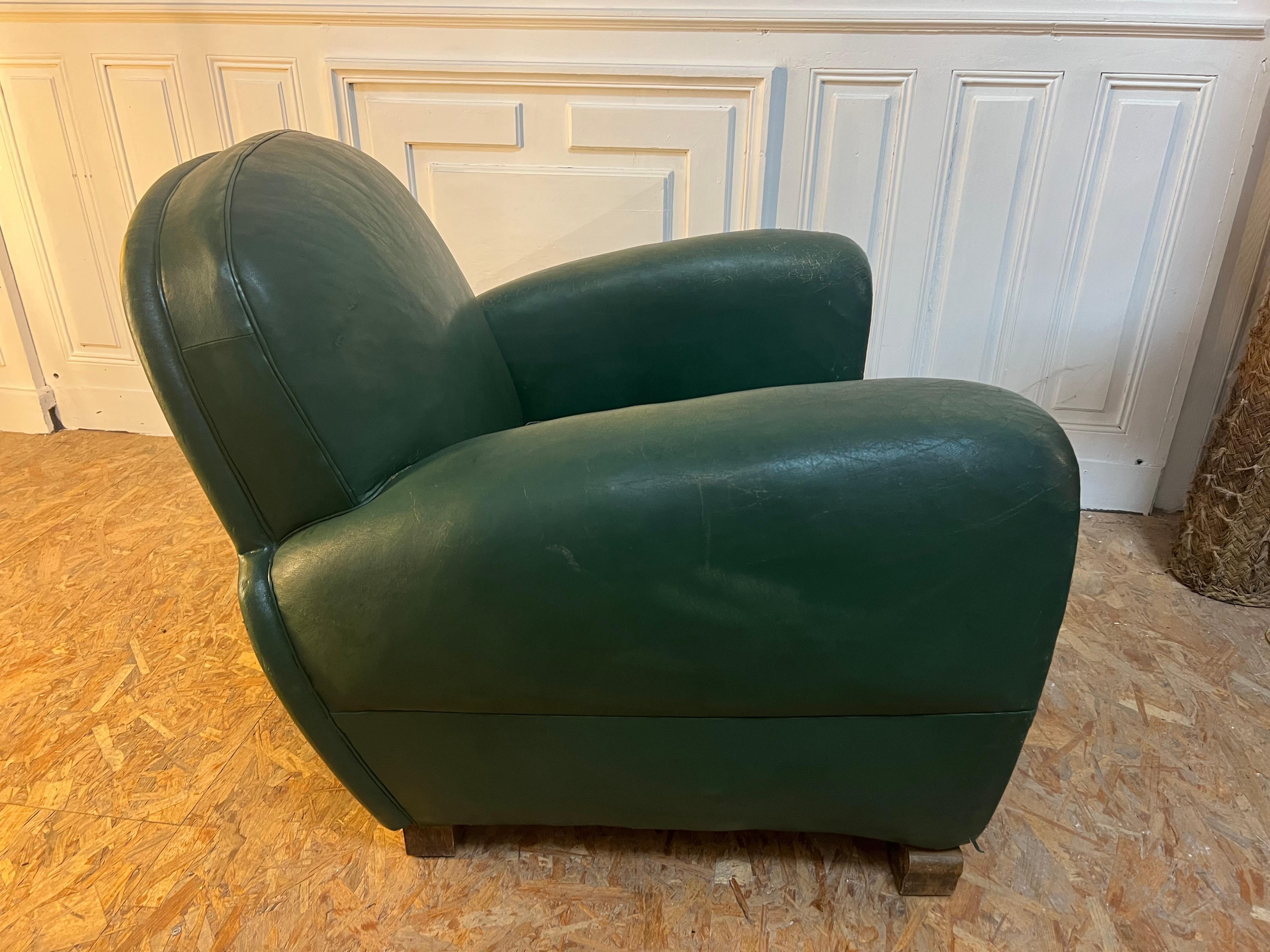 French Leather Club Chair , 1950’s  2