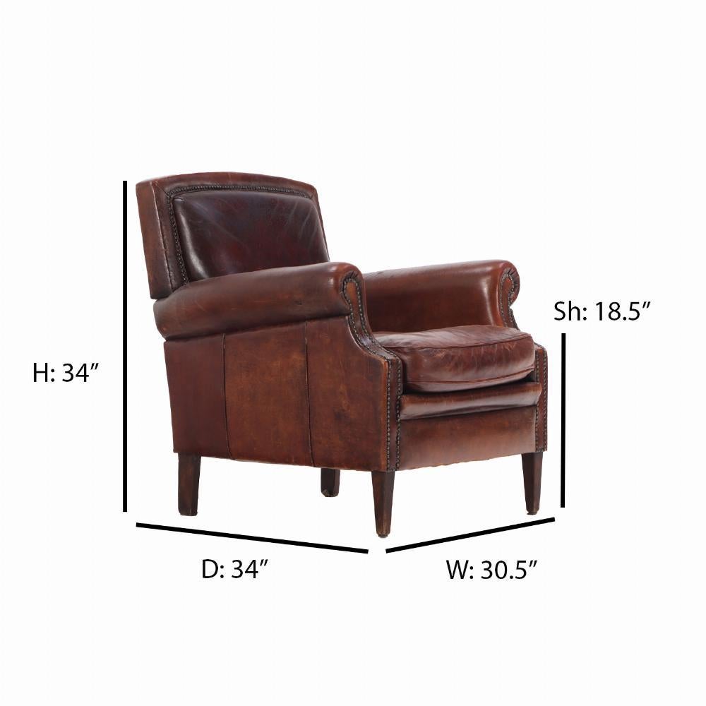 French leather club chair, C. 1960. 1