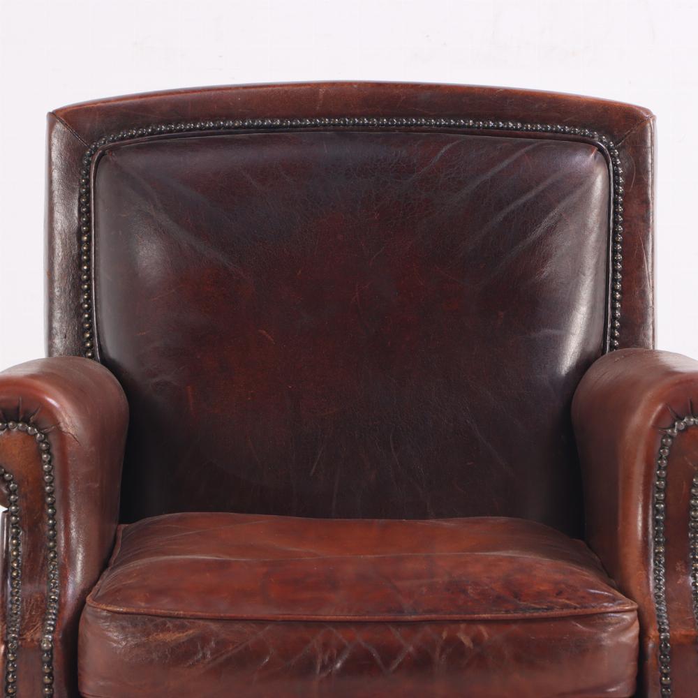 French leather club chair, C. 1960. 2