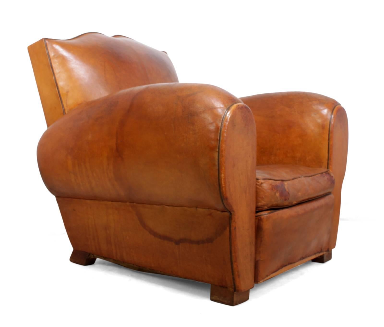 French Leather Club Chair, circa 1930 5
