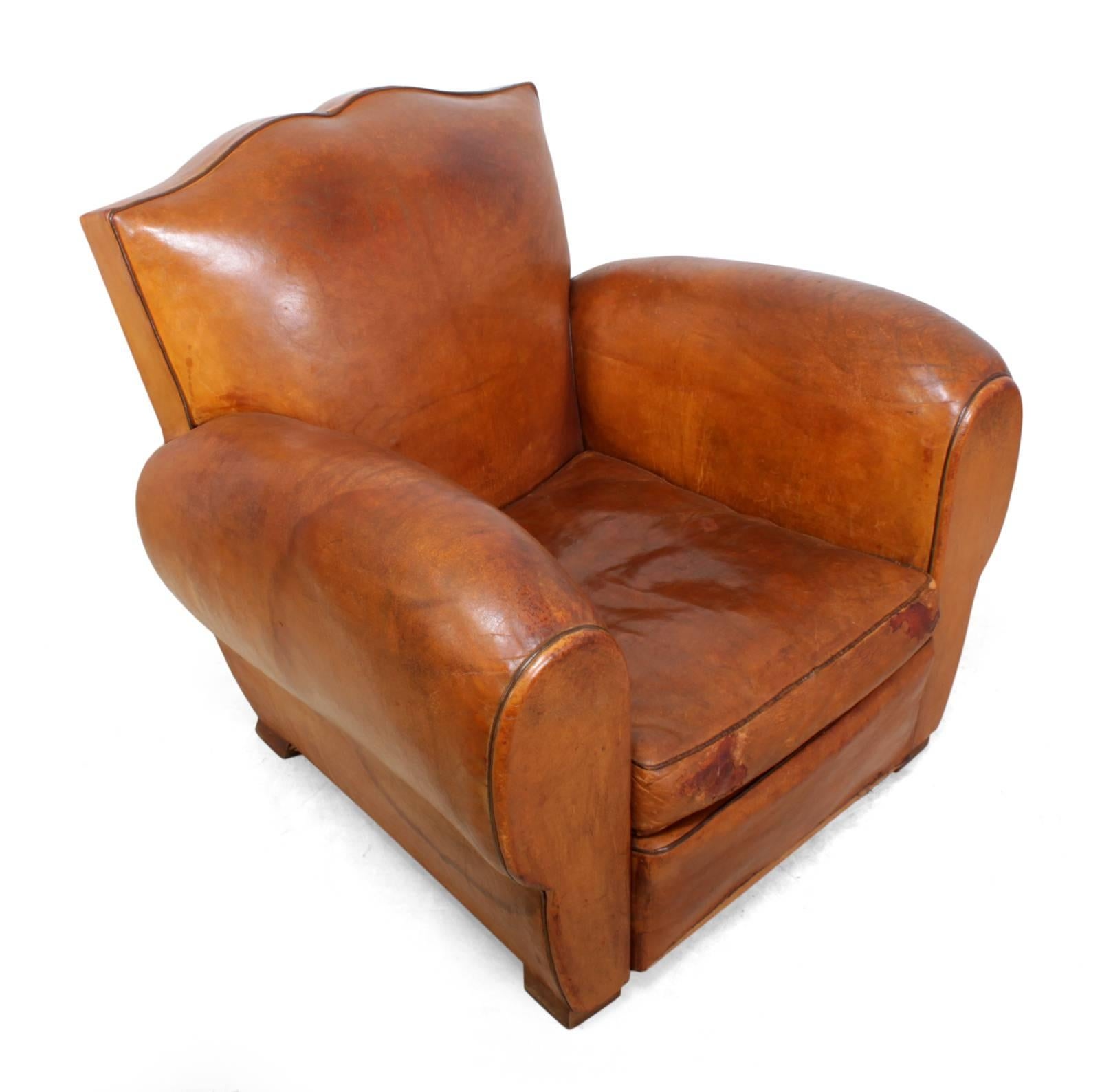 French Leather Club Chair, circa 1930 6