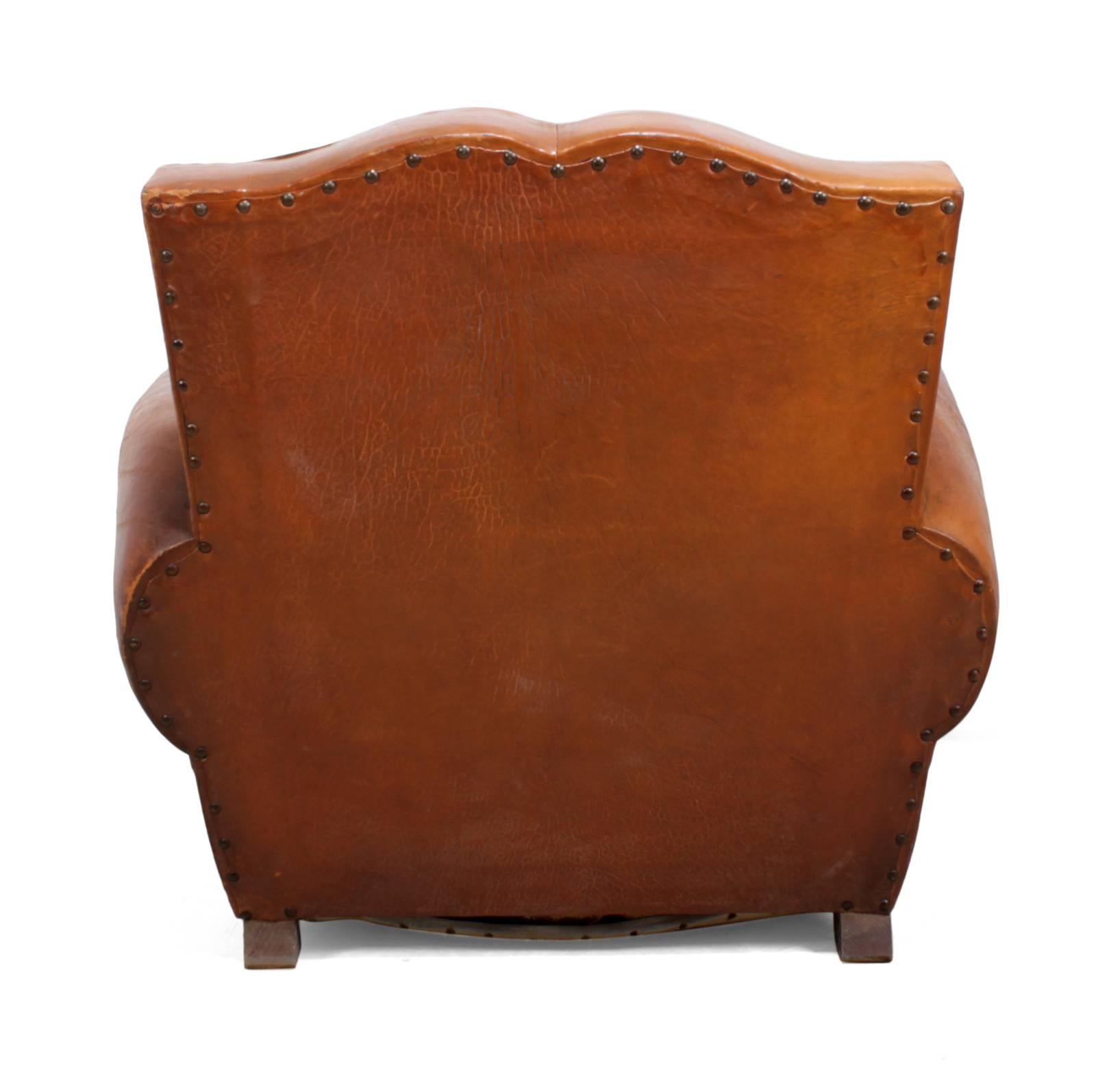 French Leather Club Chair, circa 1930 2