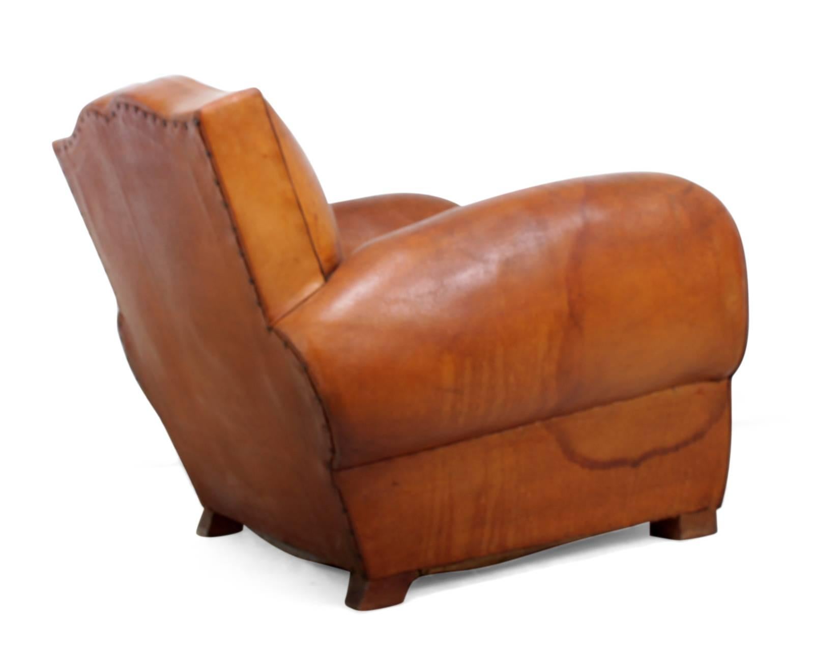 French Leather Club Chair, circa 1930 3