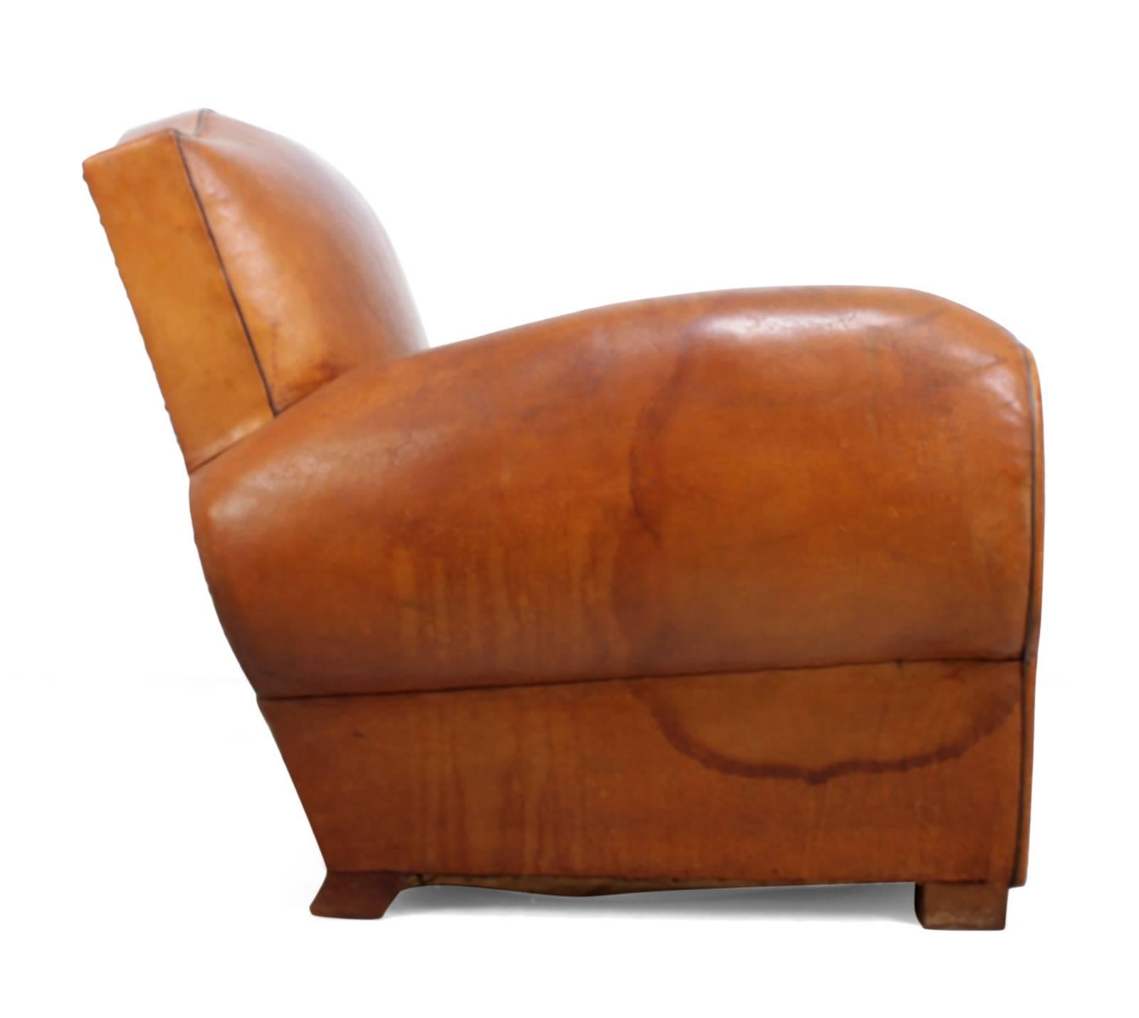 French Leather Club Chair, circa 1930 4