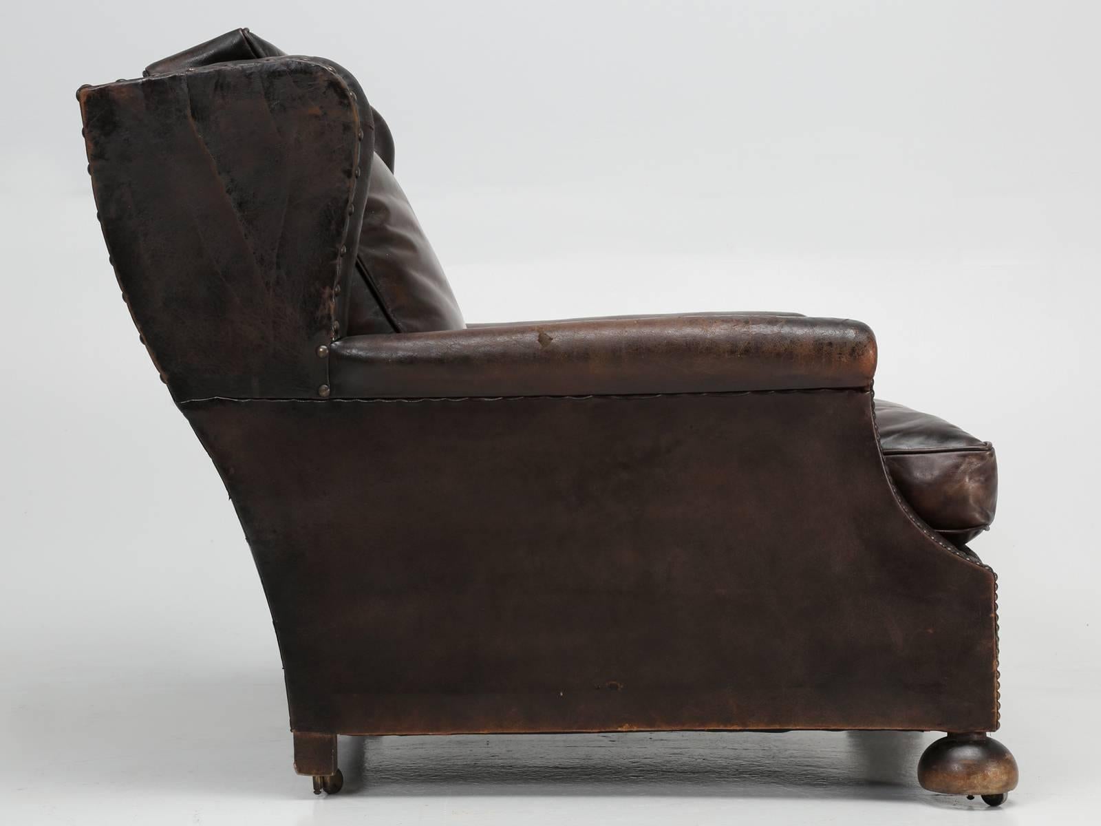 French Leather Club Chair Designed for Taller Men or Woman 5