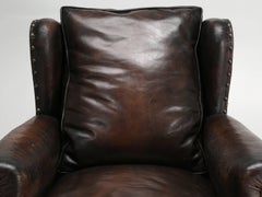 French Leather Club Chair Designed for Taller Men or Woman