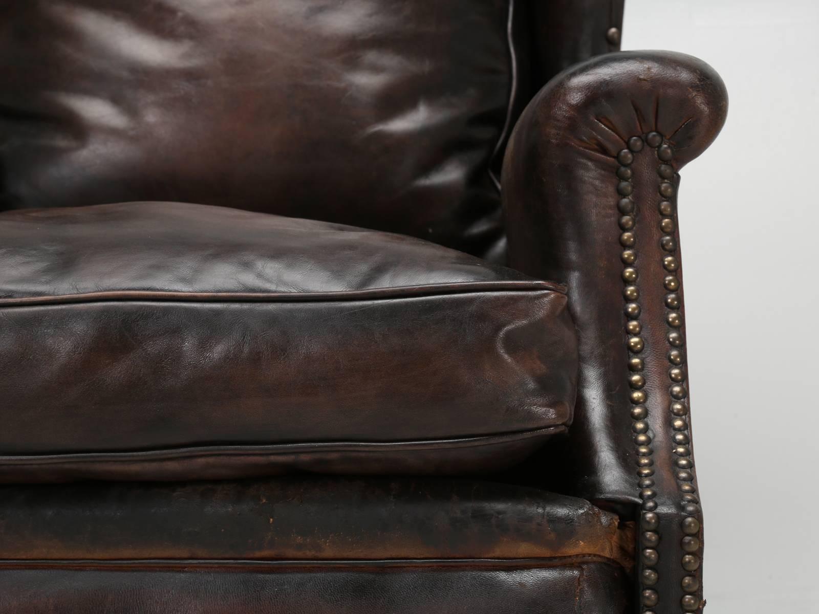 French Leather Club Chair Designed for Taller Men or Woman 3