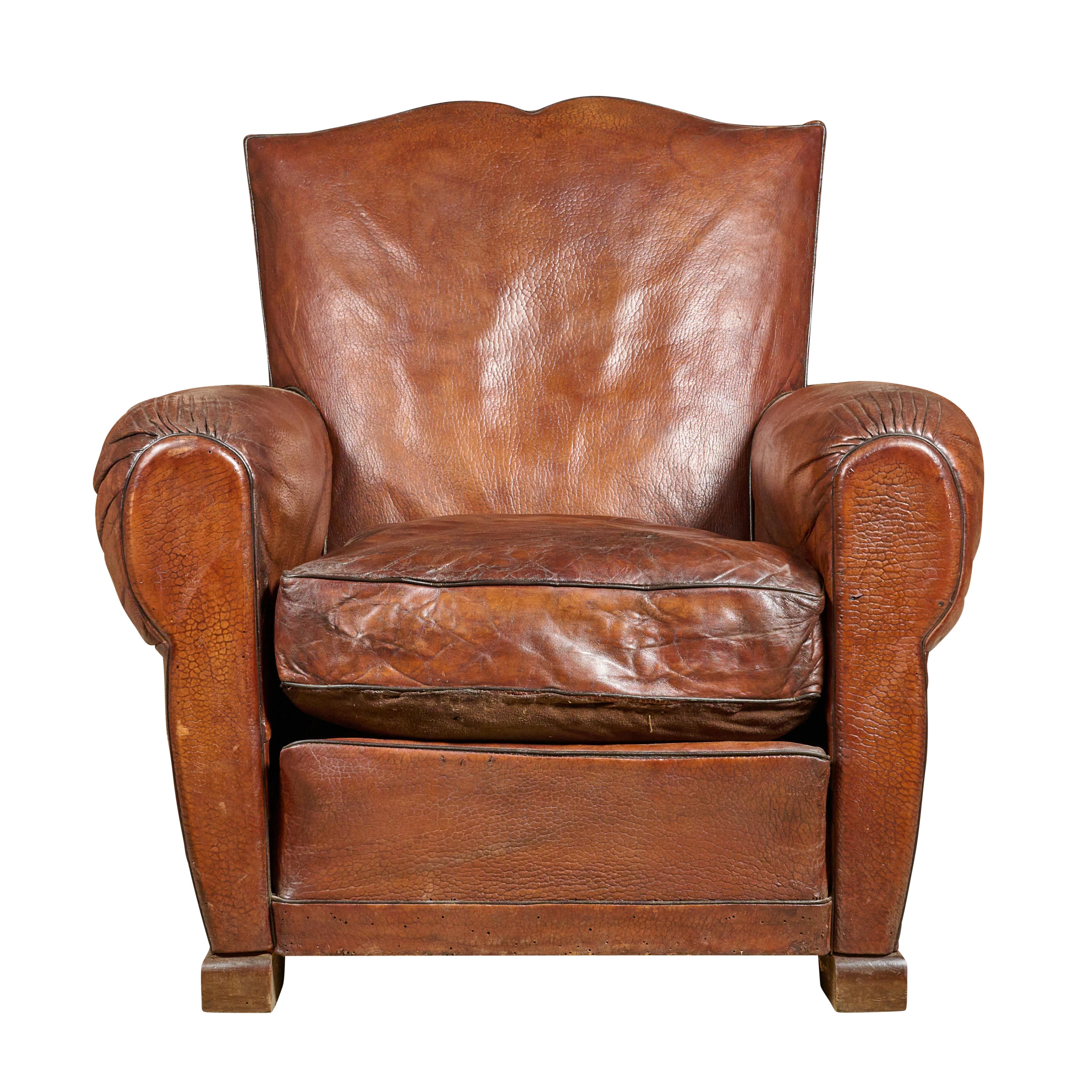 Leather club chair. Great design and patina.