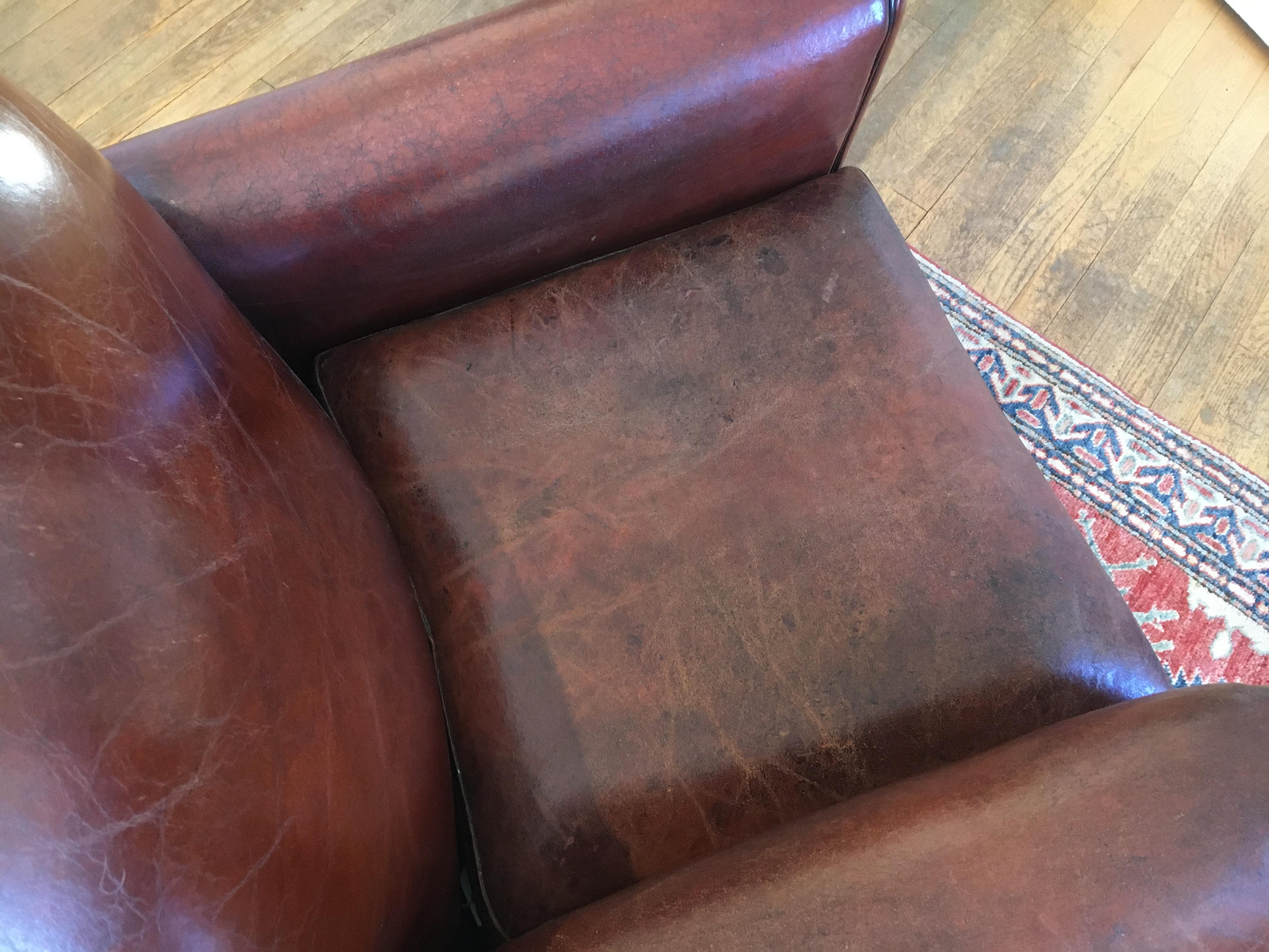 Mid-20th Century French Leather Club Chair