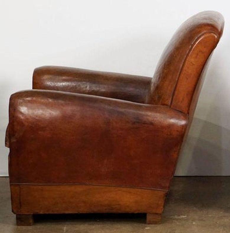 French Art Deco Leather Club Chair from the Early 20th Century 6