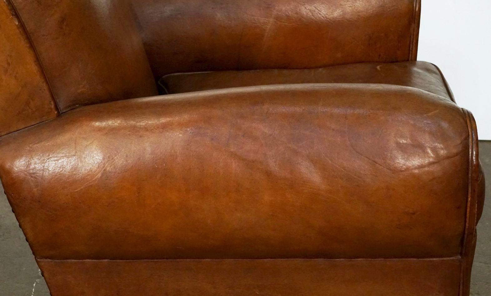 French Leather Club Chair from the Art Deco Era 5