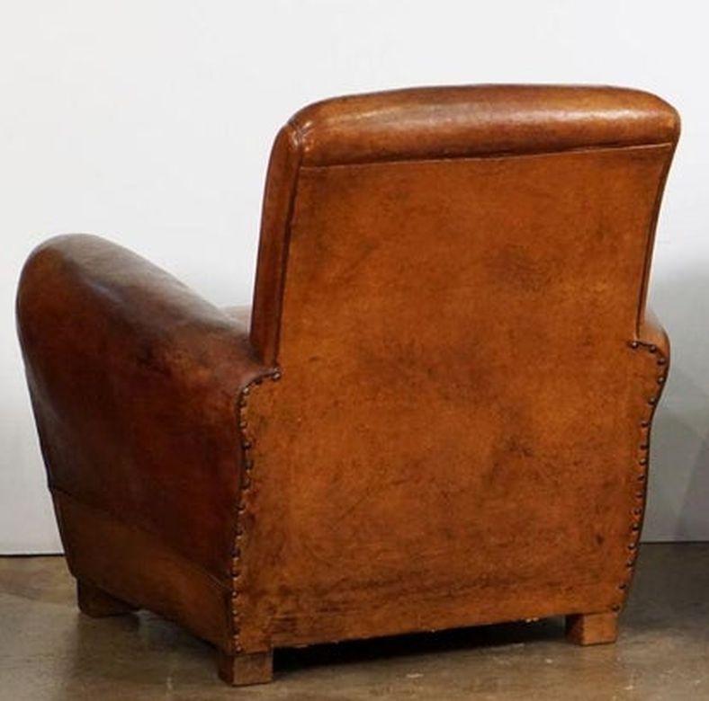 French Art Deco Leather Club Chair from the Early 20th Century 8