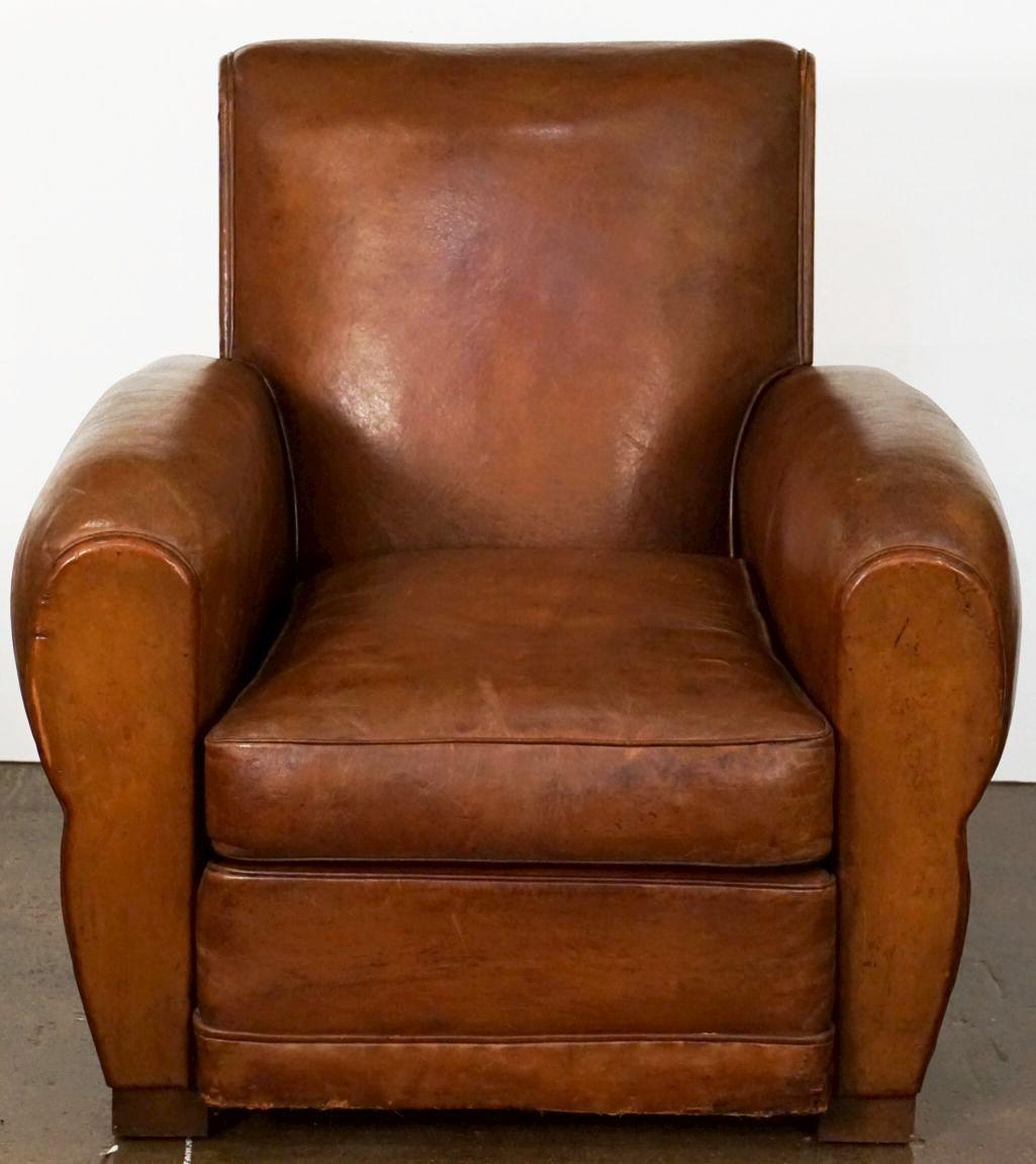 French Leather Club Chair from the Art Deco Era 7