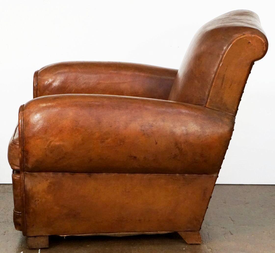 French Leather Club Chair from the Art Deco Era 9