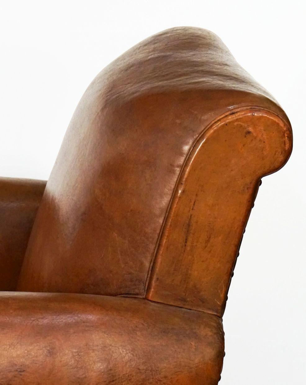 French Leather Club Chair from the Art Deco Era 10