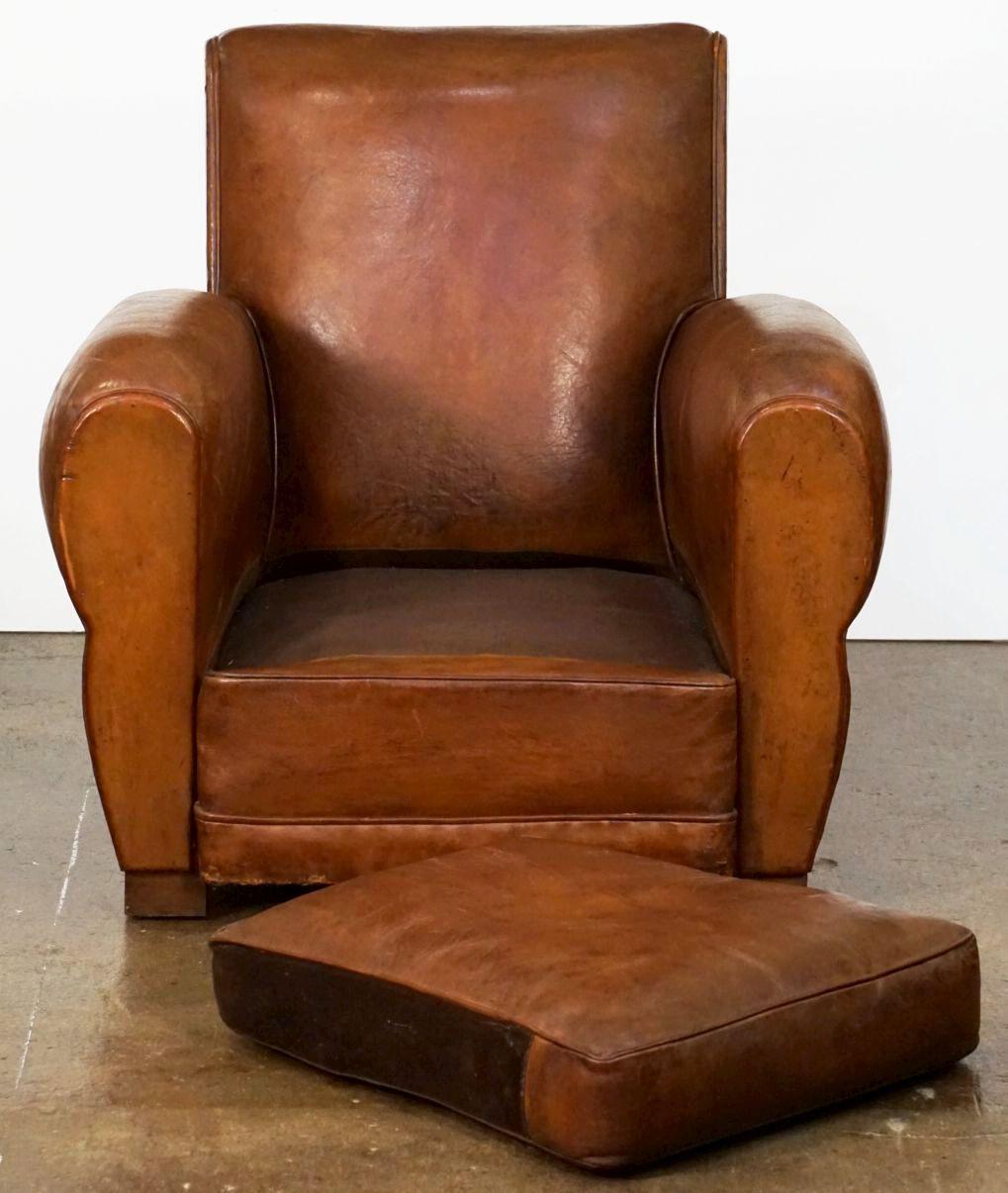 French Leather Club Chair from the Art Deco Era 15