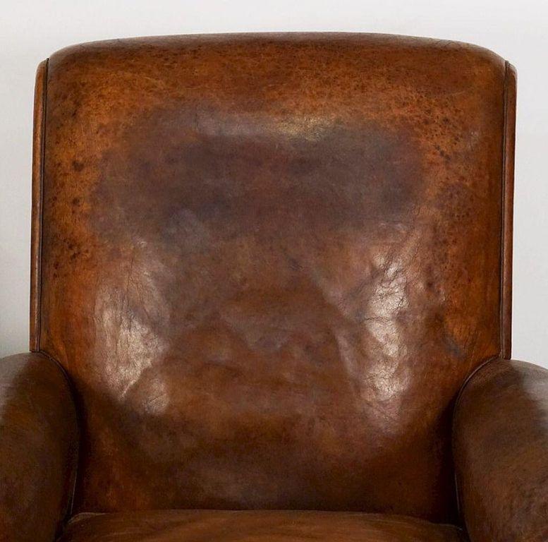 French Art Deco Leather Club Chair from the Early 20th Century 1