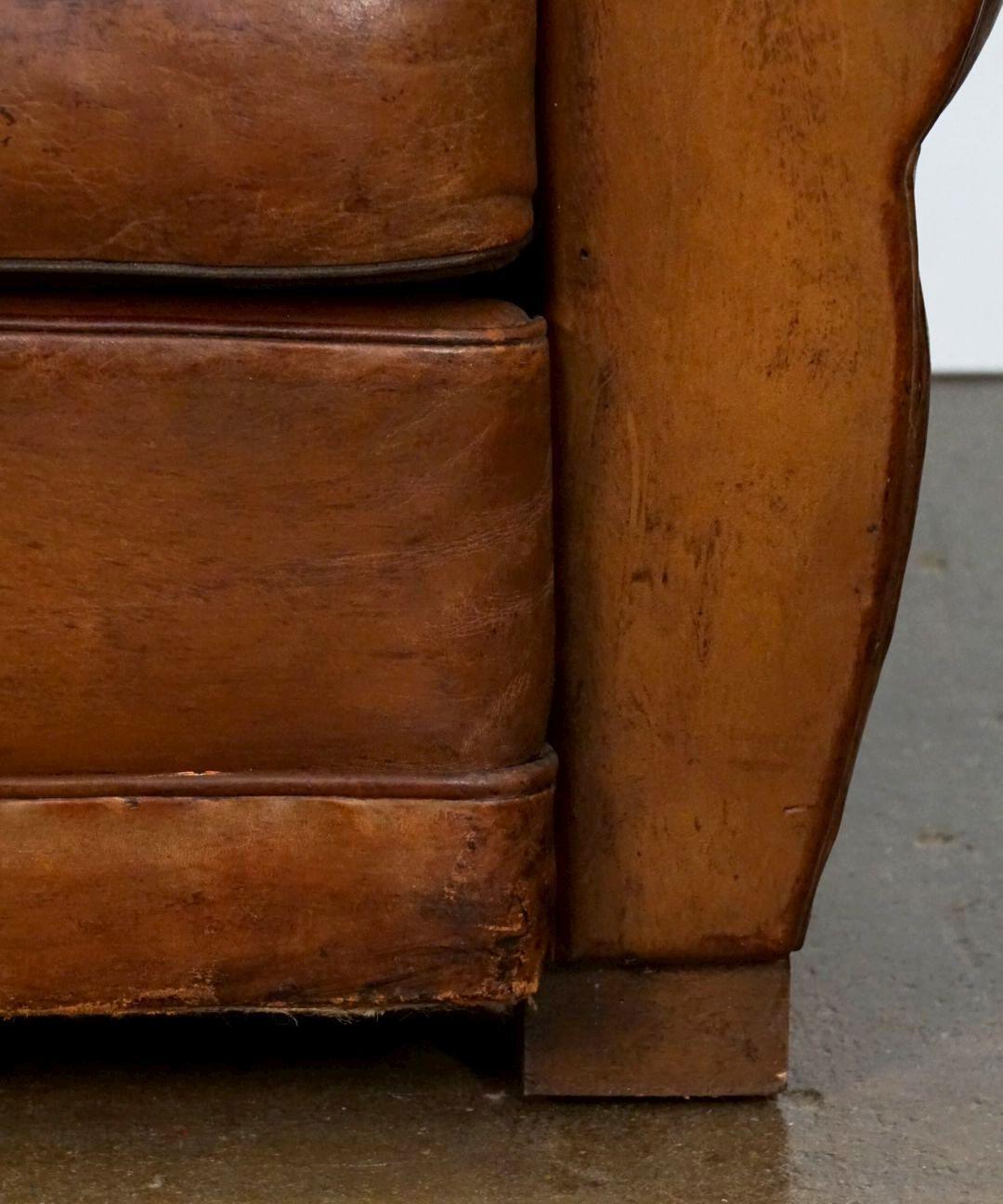 French Leather Club Chair from the Art Deco Era 2