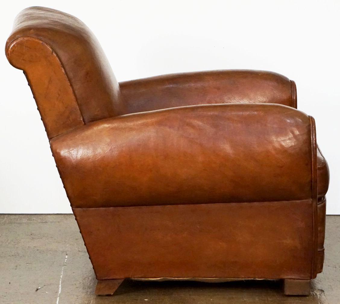 French Leather Club Chair from the Art Deco Era 3