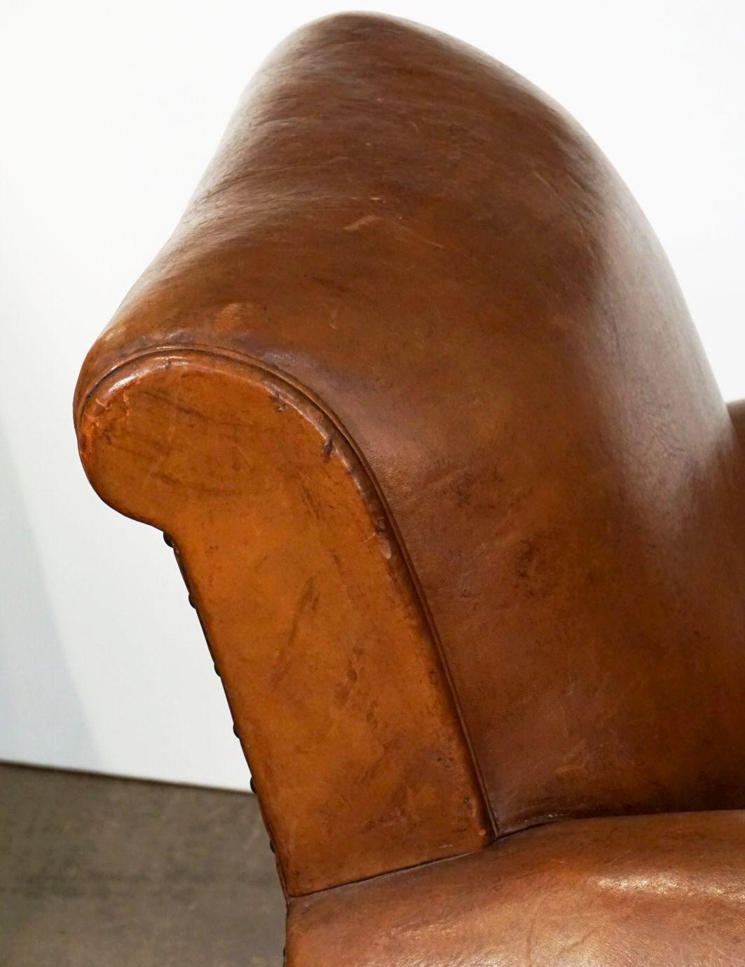 French Leather Club Chair from the Art Deco Era 4