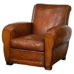 Used French Leather Club Chair from the Art Deco Era