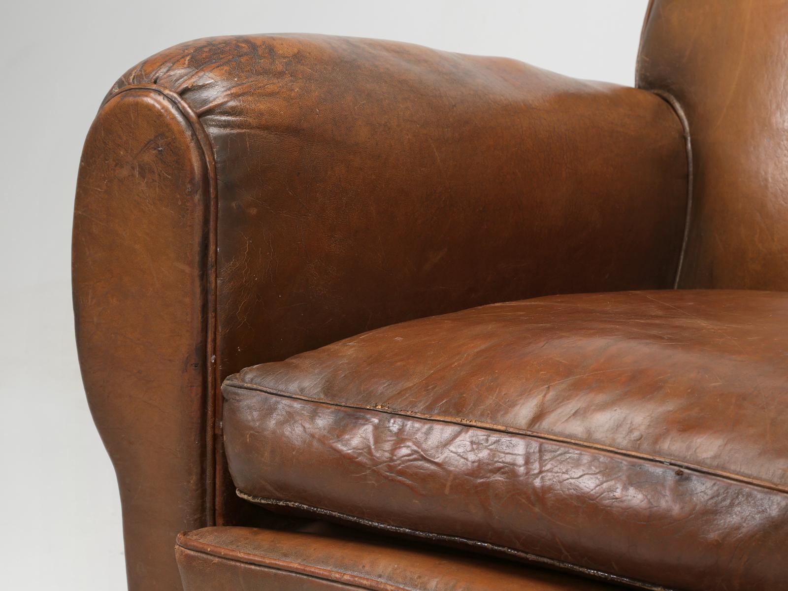 French Leather Club Chair from the Art Deco Period, Internally Restored Properly 7