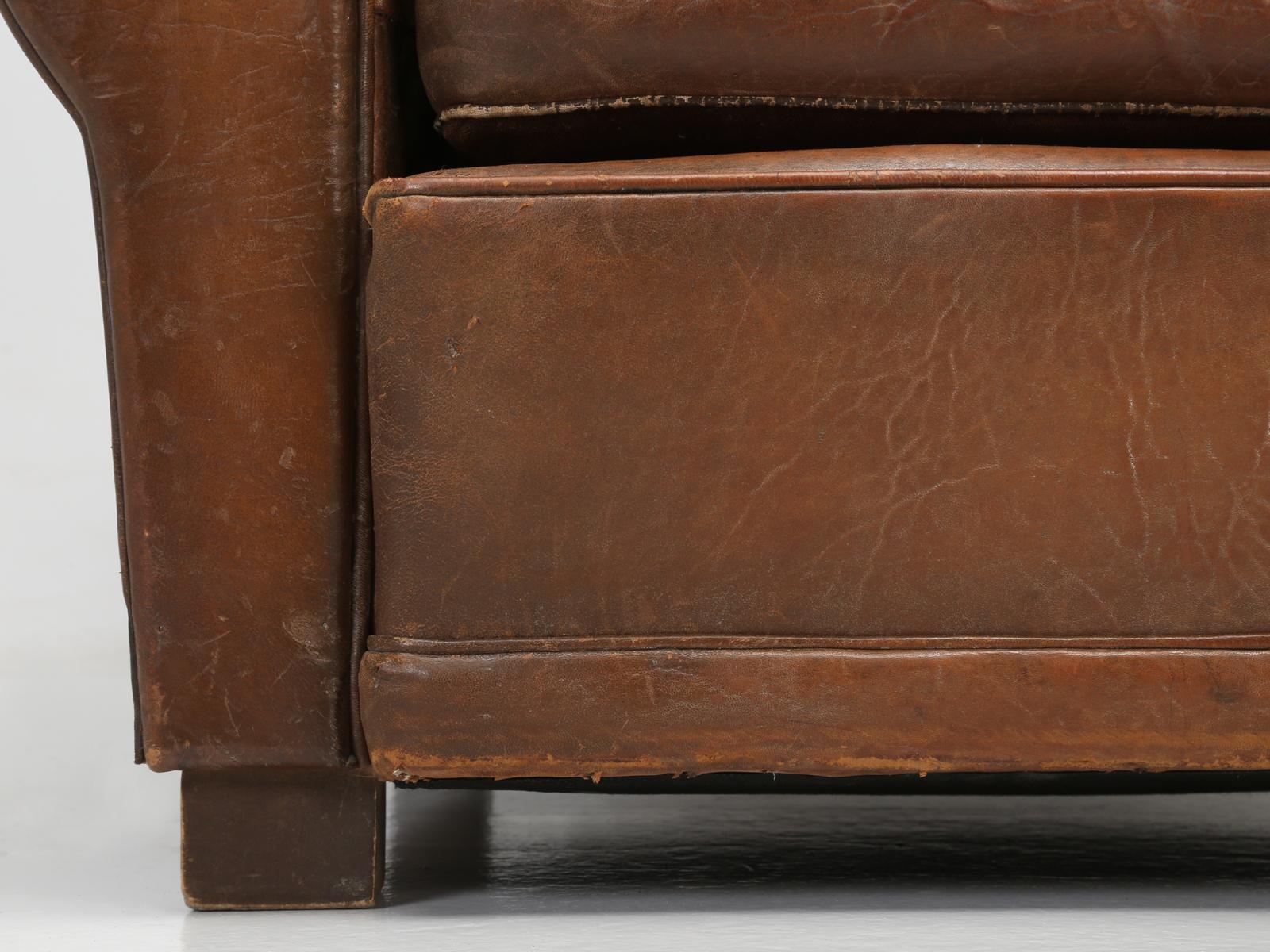 French Leather Club Chair from the Art Deco Period, Internally Restored Properly 9