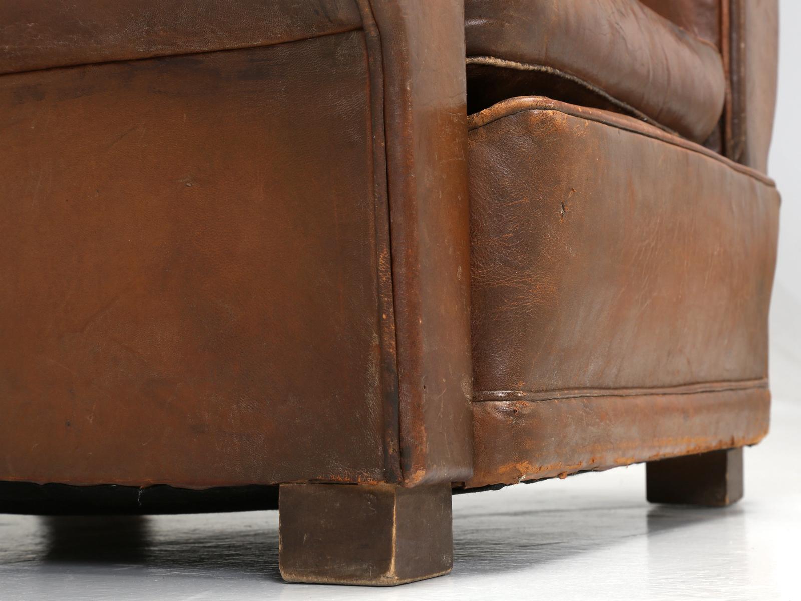 French Leather Club Chair from the Art Deco Period, Internally Restored Properly 10