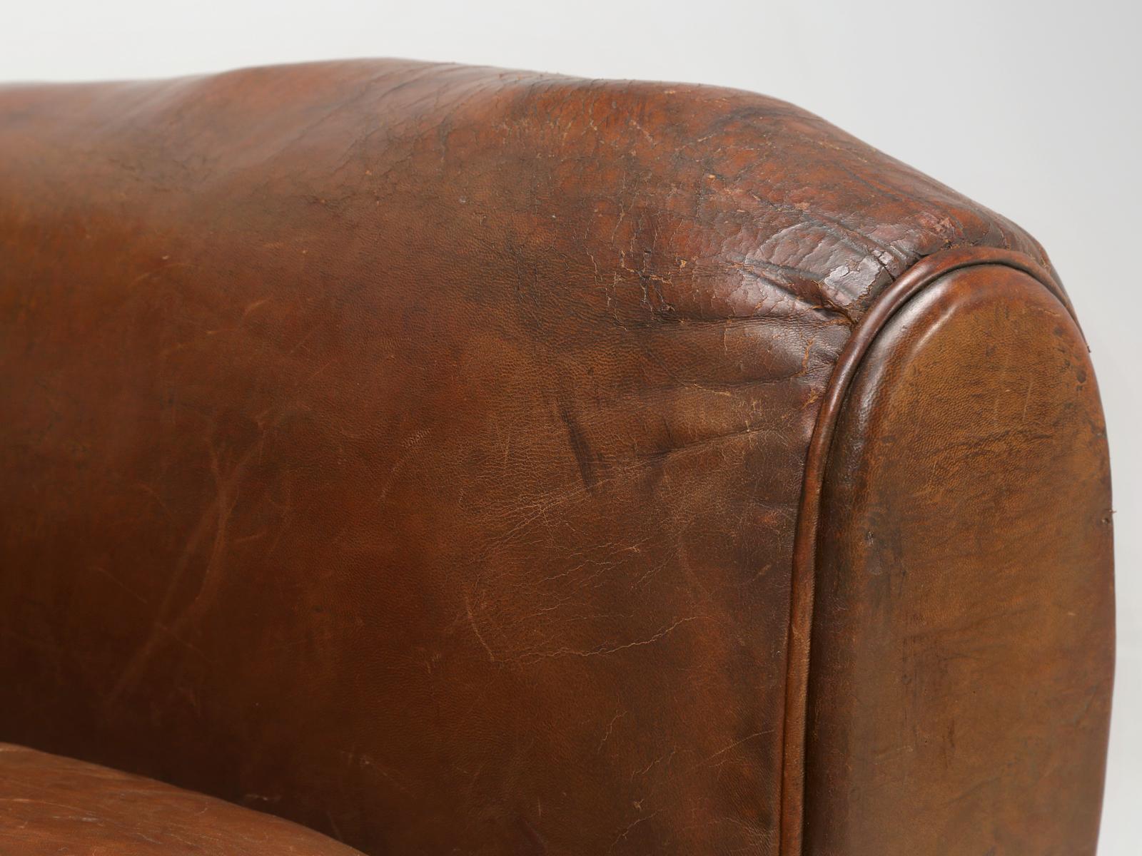 French Leather Club Chair from the Art Deco Period, Internally Restored Properly 3